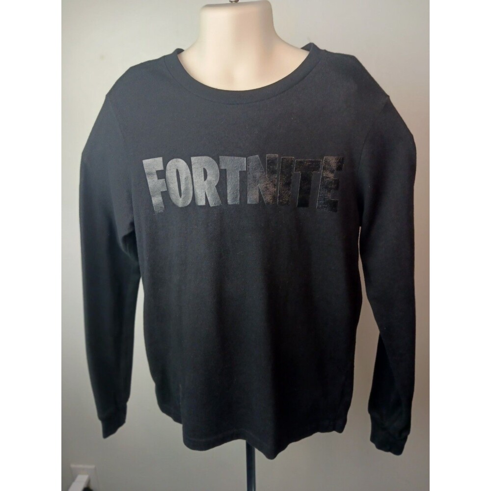 FortNite Black On Black Logo Screen Print Youth Long Sleeved Shirt- Sz.8